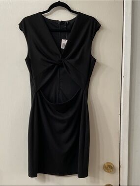 Marciano Black Twist-Front Cutout Mini Cocktail Dress Cocktail Dress
